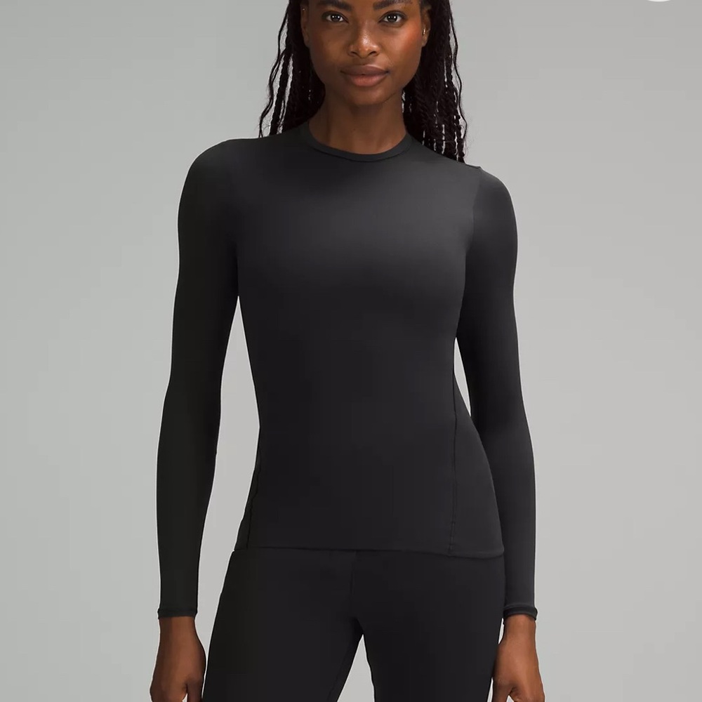 Lululemon Wundermost Ultra-Soft Nulu Crewneck Long-Sleeve Shirt Black Size M